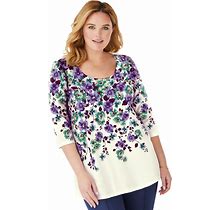 Plus Size Women's 7-Day Floral Print Tunic By Woman Within In Soft Iris Floral (Size M)