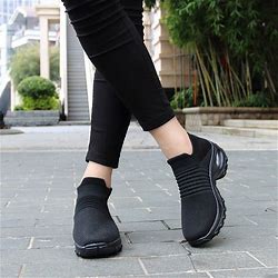 Women's Slip On Breathe Mesh Walking Fashion Sneakers Comfort Wedge Platform Loafers Shoes