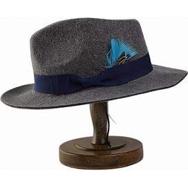 Gray M Elegant Fedora Hat, Men's Hats For Men And Classic Fashion Woolen Wide Brim Hat Dress Band,Gray,Handpicked,Temu