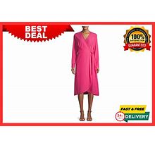 Time And Tru Women's Long Sleeve Faux Wrap Dress Pink Size Xs --A23--