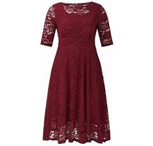 Gubotare Party Dress Women's Long Sleeve Plaid Empire Waist Full Length Maxi Dress With Pockets, 5XL
