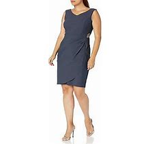 Alex Evenings Women's Slimming Short Ruched Dress With Ruffle(Petite