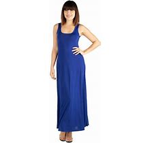 Women's 24Seven Comfort Apparel Fit And Flare A-Line Sleeveless Maxi Dress, Size: Small, Dark Blue