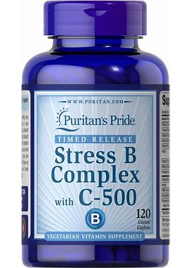 Puritan's Pride Stress Vitamin B-Complex With Vitamin C-500 Timed Release | 120 Caplets