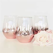 Personalized Stemless Wine Glass - Rose Gold