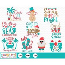 Tropical Christmas Clipart, Coastal Christmas Digital Art, Christmas In July, Instant Download