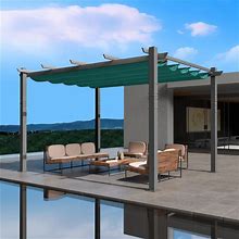 Kozyard Morgan Outdoor Retractable Pergola With Sun Shade Canopy 10' X 13' Patio Aluminum Pergola Shelter For Backyard Deck Garden Modern Metal