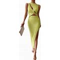 SOLY HUX Women's Cut Out Twist Front Dress Sleeveless Sexy Pencil Split Club Party Bodycon Tank Maxi Dresses