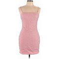 Windsor Cocktail Dress - Bodycon Square Sleeveless: Pink Polka Dots Dresses - Women's Size Large