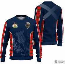 Munro Modern Tartan Knitted Sweatshirt With Family Crest And Scottish Thistle Vibes Sport Style