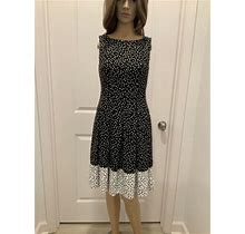 Ralph Lauren Dress Black White Dots Sleeveless Size 2