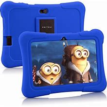 PRITOM 7 Inch Kids Tablet, Quad Core Android 10, 32 GB ROM, Wifi, Bluetooth, Dual Camera, Educationl, Games, Parental Control, Kids Software Pre-Installed With Kids-Tablet Case, Blue