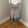 American Eagle Womans NWT Sheer Beige Blue Halter Paisley Dress Size 10