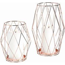 Rose Gold Candle Holder Set, Home Decor, 2 Pieces