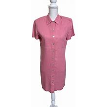 Talbots Dress Petites Women Size 8P Pink Button Down Shirt Waist Short Sleeves - Women | Color: Pink | Size: M