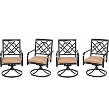 Crownland Patio Swivel Rocker Chairs Furniture, 360-Degree Rotating Metal Frame Swivel Patio Chairs Set Of 4 With Cushion Bistro Outdoor Chairs For B