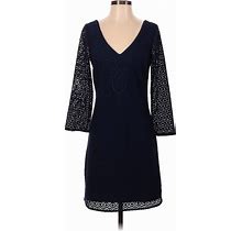 Lilly Pulitzer Cocktail Dress - Sweater Dress: Blue Jacquard Dresses - Women's Size Small