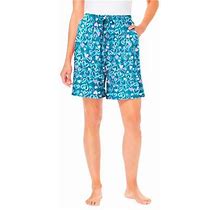 Plus Size Women's Print Pajama Shorts By Dreams & Co. In Deep Teal Hearts (Size 14/16) Pajamas