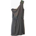 My Story Dresses | My Story Gray One Shoulder Beaded Shift Mini Dress | Color: Gray | Size: M