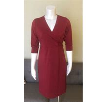 Covington Petite, Women's Wrap Dress Dark Red 3/4 Sleeves Sz:Petite