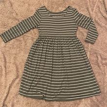 Olive Knit Babydoll Dress. | Color: Green/White | Size: Xs