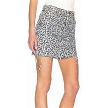 Grlfrnd Blaire Mini Skirt Denim Leopard Print Jean Skirt 27