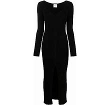 Ribbed-Knit Long Dress - Women - Polyester/Viscose - L - Black