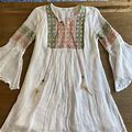 Kaktus White Cotton Embroidered Sun Dress Pool Coverup M Lined Gauze