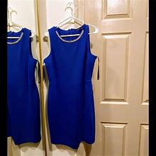 Kohl's Dresses | Kohls Apt 9 Blue Beaded Neckline Sleeveless Dress | Color: Blue/Silver | Size: 16