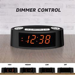 AM/FM Alarm Clock Radio With Dual Alarm, Sleep Timer & Snooze Functions, Orange LED Display, 4-Level Dimming Option Itoma