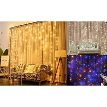 300 LED Window Curtain String Light USB Waterproof Fairy Lights Party Home Decor White