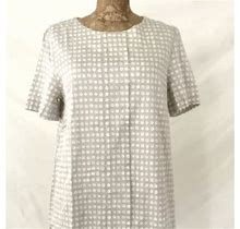 Marimekko Dresses | Marimekko Kora 042260 Beige Cotton Blend Short Sleeves Dress Dot Pattern Size 34 | Color: Gray/White | Size: 34