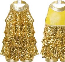 Us Kid Girls Shiny Sequins Tassel Mini Dress Latin Jazz Modern Tap