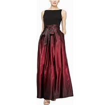 S.L. Fashions Ombre Satin Long Party Dress (Petite), Size 8, Fig