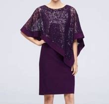 R & M Richards Dresses | R & M Richards Sleeveless Sheath Dress Purple Sequin Lace Poncho | Color: Purple | Size: 14