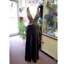 Glam Gurlz Black Gold Sequins Evening Special Occasion Dress Size 14