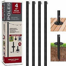 Excello Global Products Bistro String Light Poles - 4 Pack - Extends