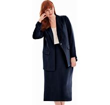 Plus Size Women's 2-Piece Stretch Crepe Single-Breasted Skirt Suit By Jessica London In Navy (Size 26) Set