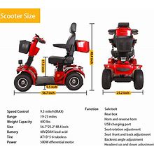 500W 4 Wheels Travel Electric Mobility Scooter Disabled Handicapped