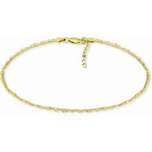 Giani Bernini Double Chain Link Ankle Bracelet In Sterling Silver And 18K Over Silver, Created For Macy's - Gold Over Silver