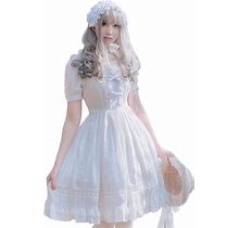 Smiling Angel Girls White Sweet Dress Princess Court Skirts Cosplay Costumes