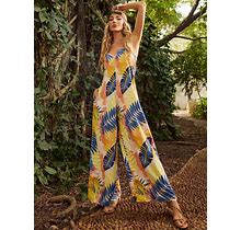 Tropical Print Wide Leg Cami Jumpsuit,S