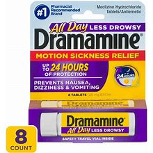 Dramamine All Day Less Drowsy Motion Sickness Relief 8 Ct Health