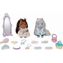 Calico Critters Bella,Giselle Pony Friends Set, Dollhouse Playset With Figures And Accessories