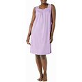Amerimark Women's Sleeveless Night Gown W/ Lace Scoop Neckline & Shirred Bodice Lilac MD