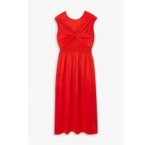 Tove Mahaney Twist-Front Silk Midi Dress - Women - Tomato Red Dresses - FR 40