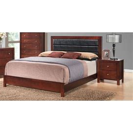 Glory Furniture Burlington Cherry Faux Leather 2Pc Bedroom Set With Queen Bed