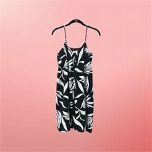 Loft Dresses | Ann Taylor Loft Palm Print Sun Dress In Petite Small | Color: Black/White | Size: Sp