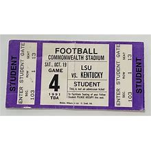 Cfb 1991 10/19 Lsu Tigers At Kentucky Wildcats Football Ticket