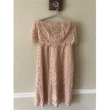 Lulus Womens Size Small Strapless Dress Lace Overlay Peach